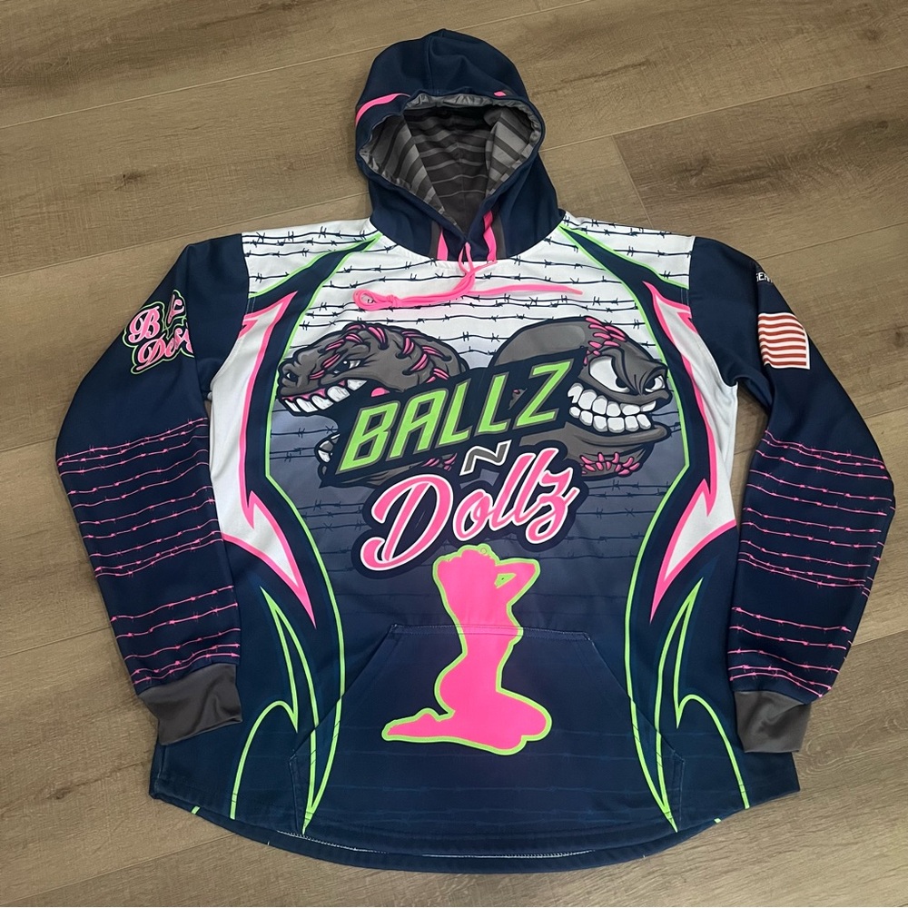 Berserk Ballz N Dollz Men's XL Hoody Mrs J Bone Rock Solid Saloon Cool‎ Graphics